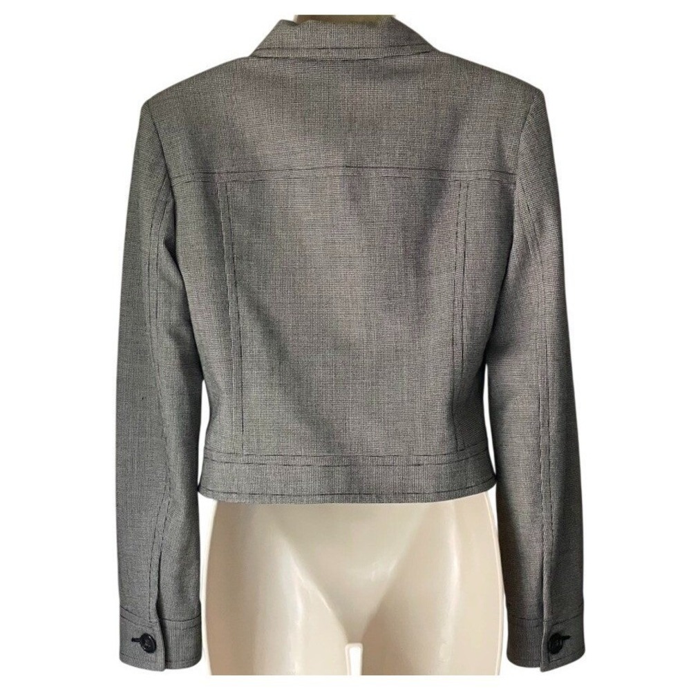 Banana Republic Italy Wool Houndstooth Cropped Blazer Jacket Size 4 - Picture 3 of 11